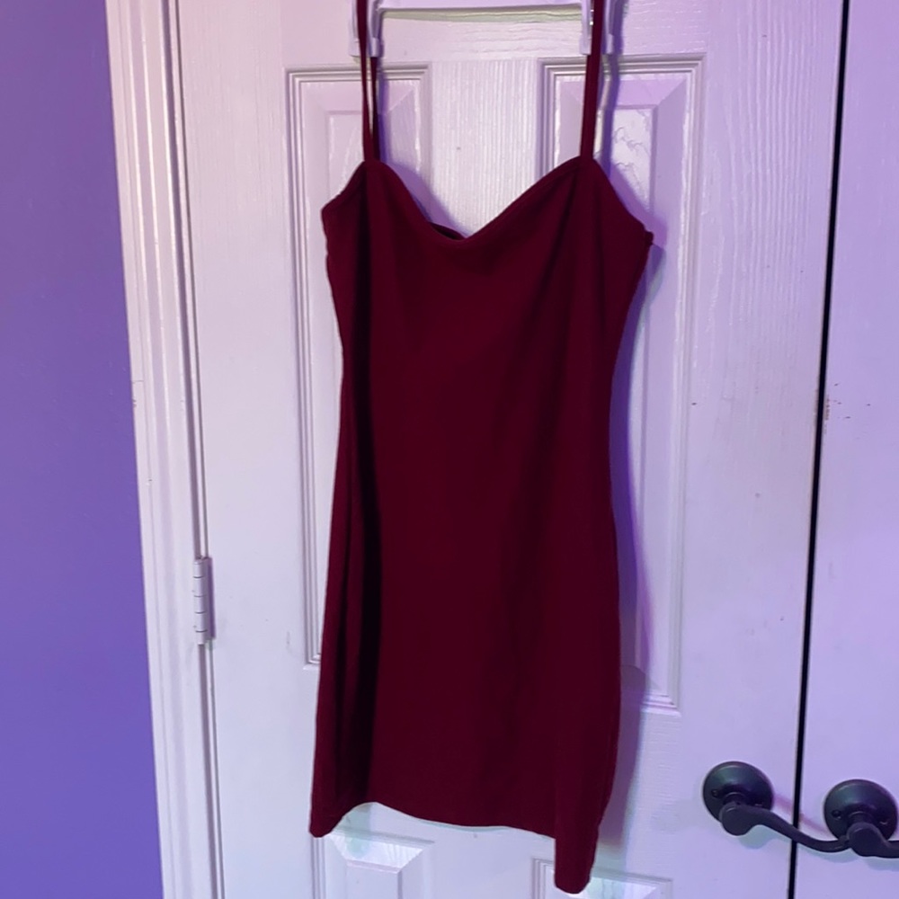 Maroon red body con dress